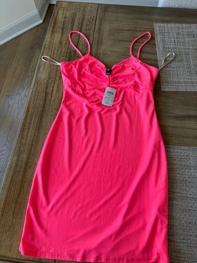 Windsor Neon Pink Spaghetti Strap Bodycon Dress